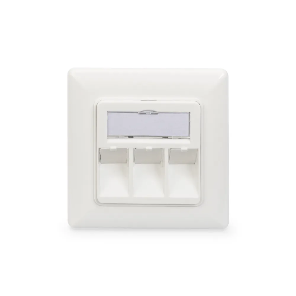 Digitus Wallplate for Keystone Modules, 3x RJ45 dust cover, 80/80 + central plate