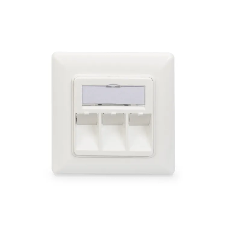Digitus Wallplate for Keystone Modules, 3x RJ45 dust cover, 80/80 + central plate