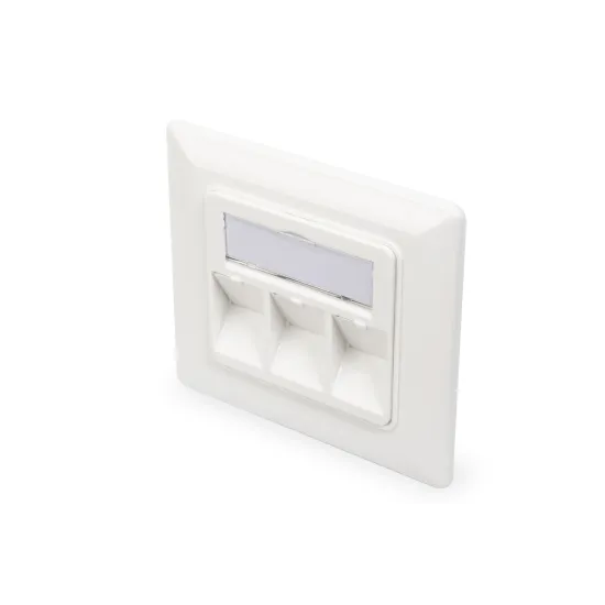 Digitus Wallplate for Keystone Modules, 3x RJ45 dust cover, 80/80 + central plate