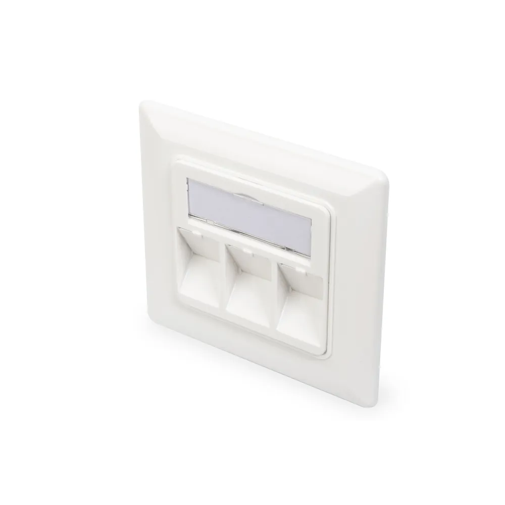 Digitus Wallplate for Keystone Modules, 3x RJ45 dust cover, 80/80 + central plate