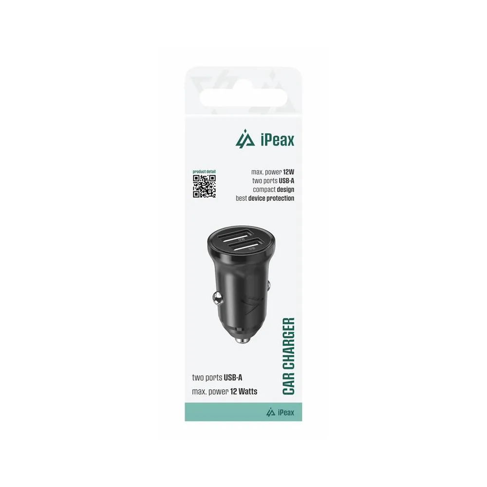 iPEAX Car Charger CL-01, 2,4A, 2x USB-A BLACK