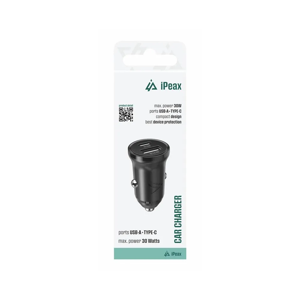 iPEAX Car Charger CL-04, PD, 300W, USB-C + USB-A BLACK