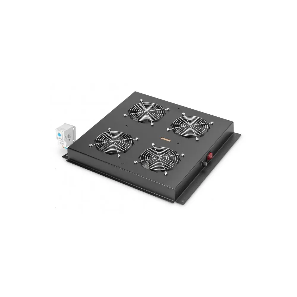 Digitus Roof ventilator unit, 4 fans, thermostat, switch, crni
