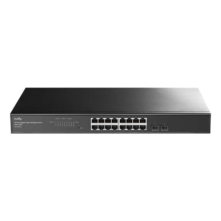 CUDY Switch GS1016ES2, 16x 10/100/1000Mbps RJ45 ports + 2x 1.25G SFP, Managed, SNMP, Metal, Rackmount
