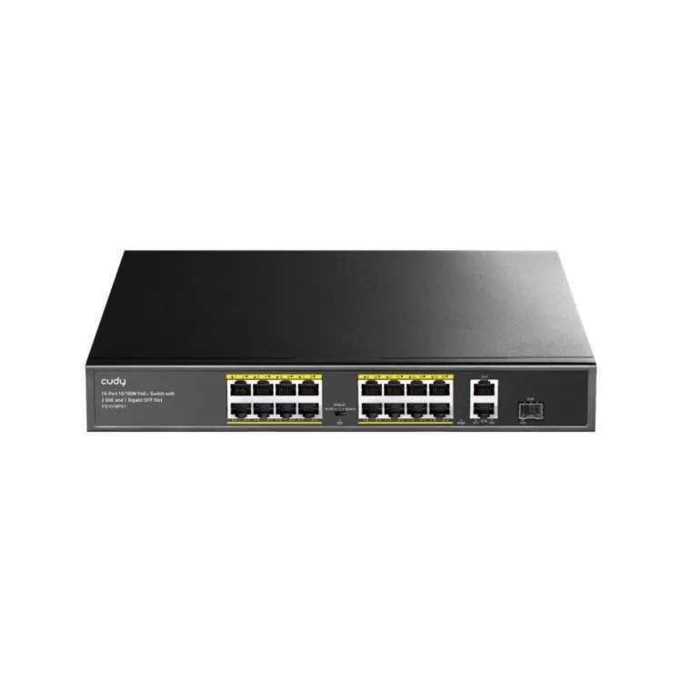 CUDY Switch FS1018PS1, 16x 10/100/1000Mbps RJ45 ports + 2 Uplink GbE + 1 Uplink SFP, 200W PoE, Metal, Rackmount