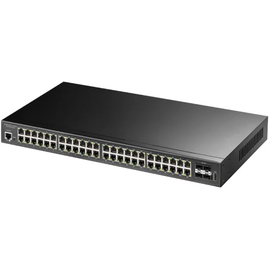 CUDY Switch GS2048PS4-720W 48x 10/100/1000Mbps RJ45 ports + 4x 10G SFP+, 720W PoE, Metal, Rackmount