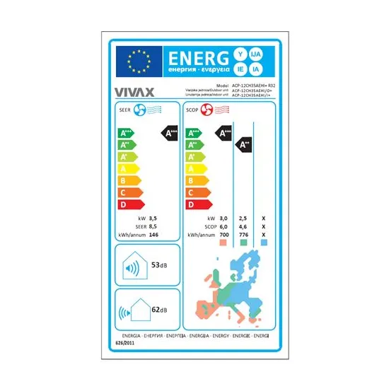 VIVAX COOL, klima uređaji, ACP-12CH35AEHI+ R32 ZLATNA