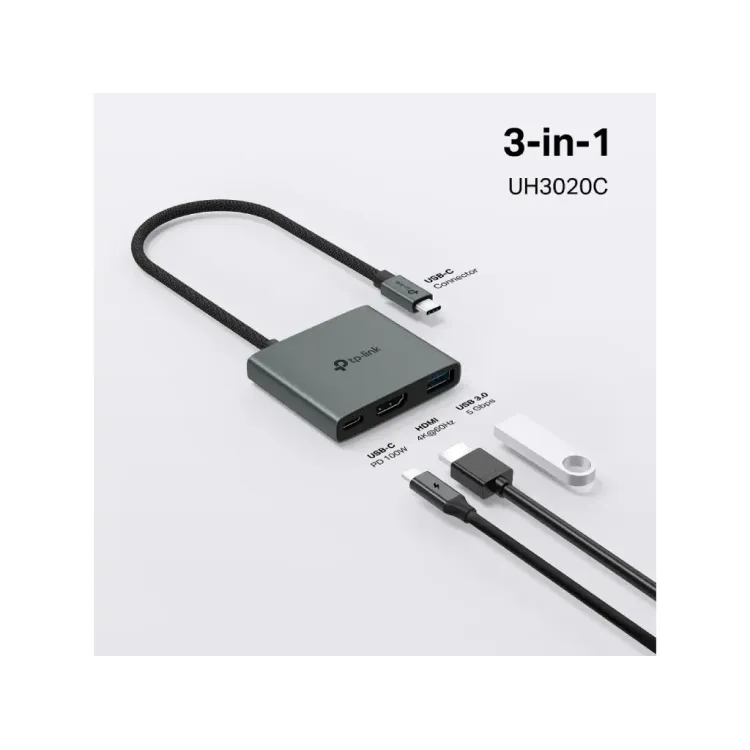 TP-LINK UH3020C USB Type-C 3 in 1 Hub 100W Power Delivery, HDMI 4K@60Hz, USB 3.0