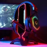 Rampage Drzac za slusalice RM-H66 GUARD Black RGB, 2x USB