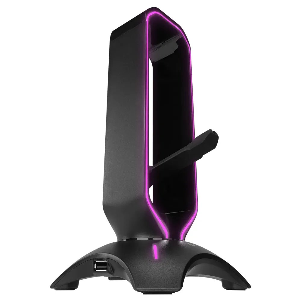Rampage Drzac za slusalice RM-H66 GUARD Black RGB, 2x USB