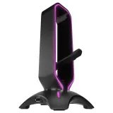 Rampage Drzac za slusalice RM-H66 GUARD Black RGB, 2x USB