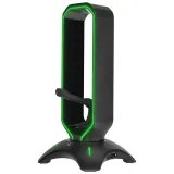 Rampage Drzac za slusalice RM-H66 GUARD Black RGB, 2x USB