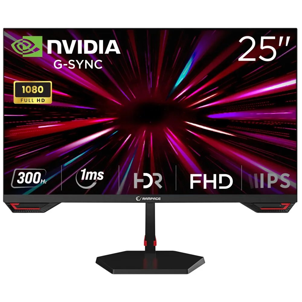 Rampage Monitor CRIMSON CR25R300F 25 300Hz 1ms CSOT FAST IPS FHD Freesync/G-Sync Gaming