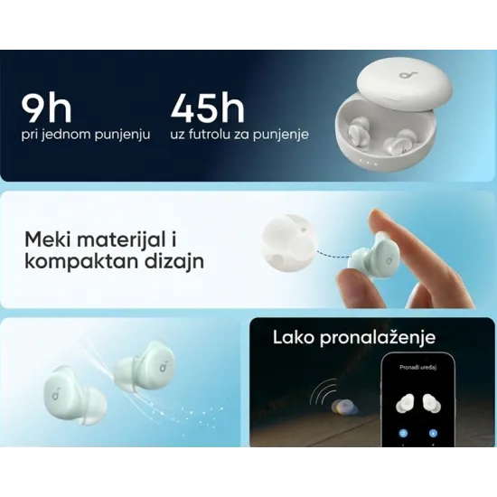 Soundcore Sleep A30 Noise Masking BT bežične bubice zelene