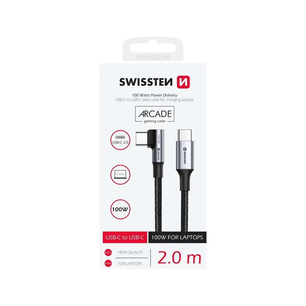 Swissten Kabl Arcade Gaming Type-C To Type-C 100W USB 2m - Black