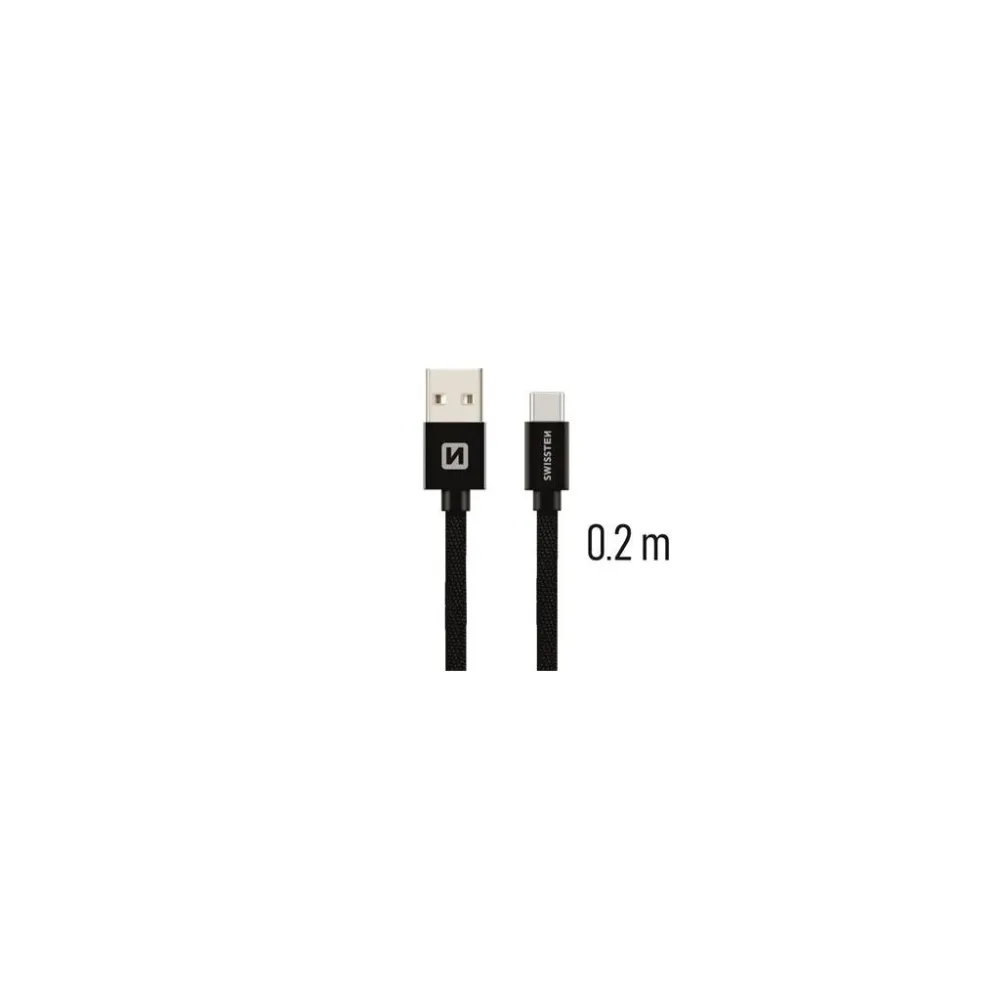 Swissten DATA CABLE TEXTILE USB / USB-C 0.2 M BLACK
