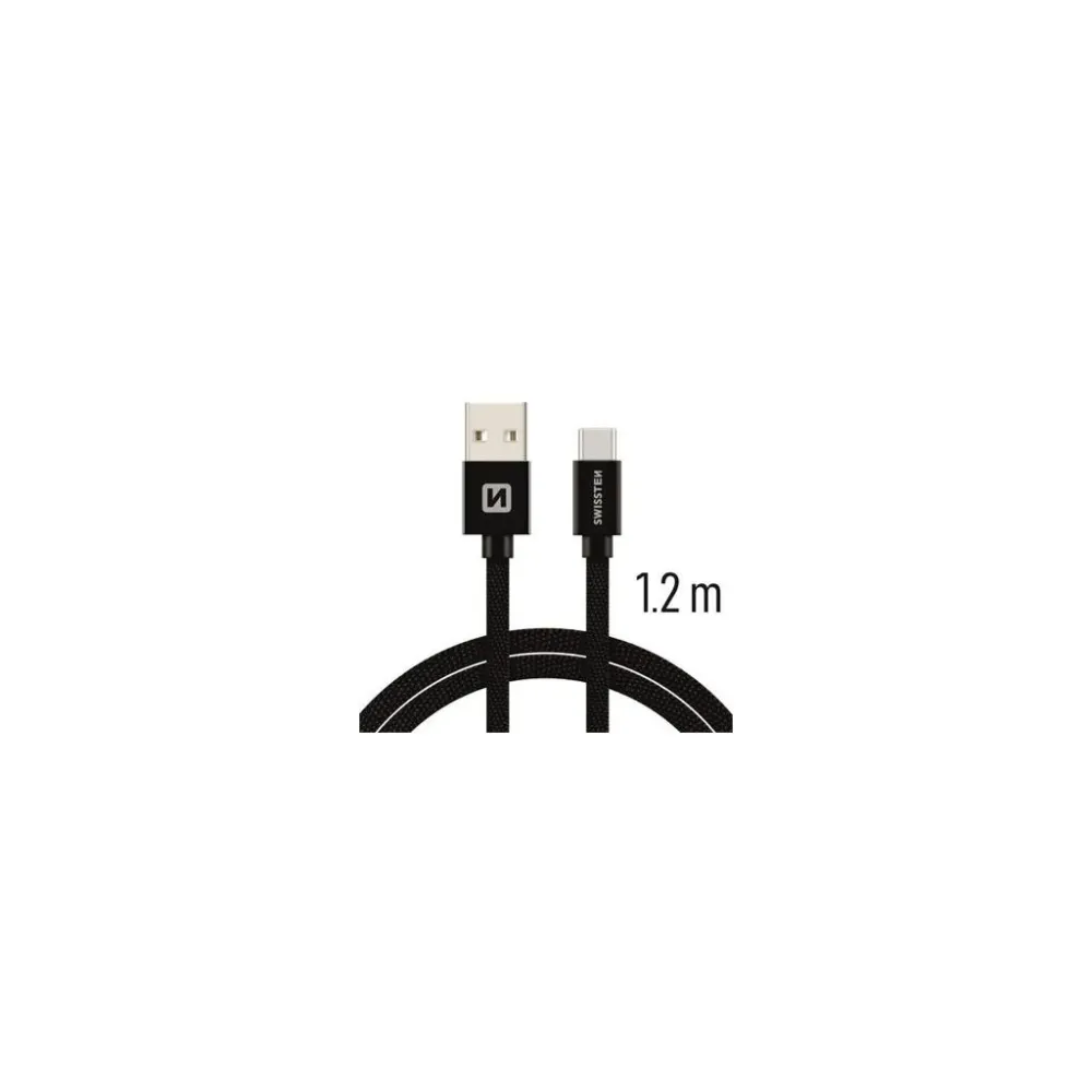 Swissten DATA CABLE TEXTILE USB / USB-C 1.2 M BLACK