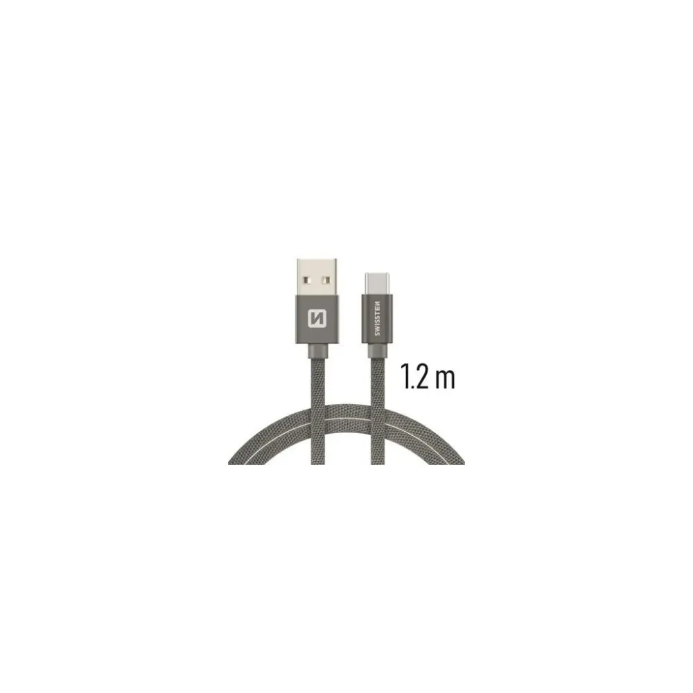 Swissten DATA CABLE TEXTILE USB / USB-C 1.2 M GREY