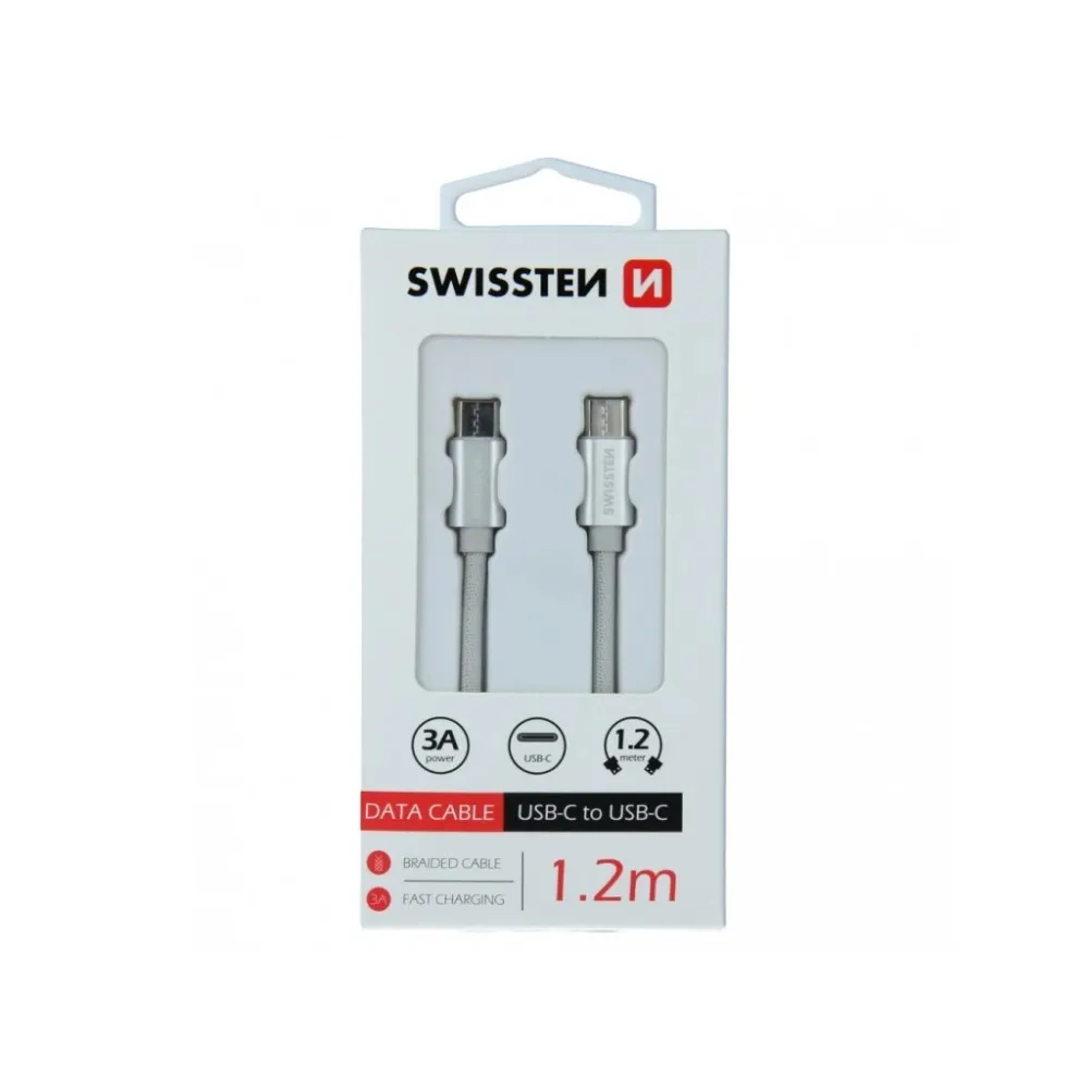 Swissten DATA CABLE TEXTILE USB-C / USB-C 1.2 M GREY