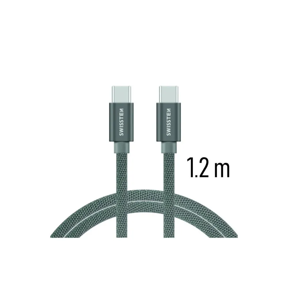 Swissten DATA CABLE TEXTILE USB-C / USB-C 1.2 M SILVER
