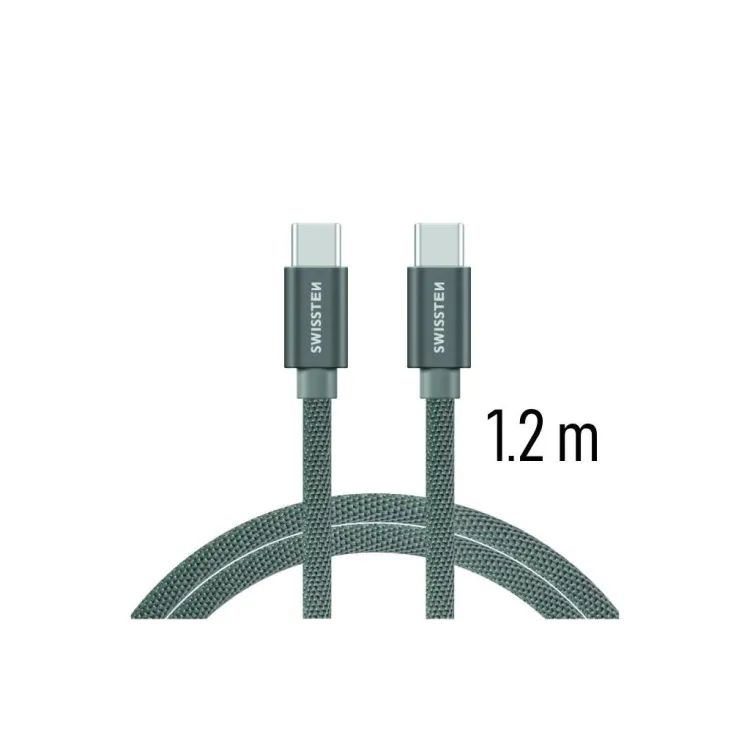 Swissten DATA CABLE TEXTILE USB-C / USB-C 1.2 M SILVER