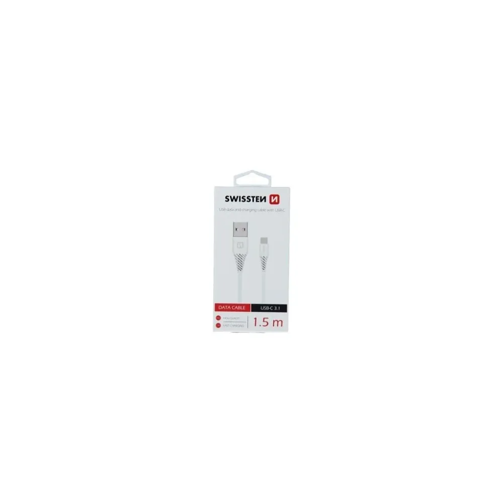 Swissten DATA CABLE USB / USB-C WHITE 1.5 M (7mm)