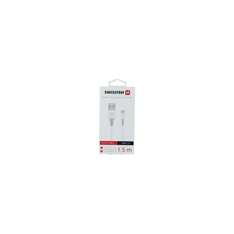 Swissten DATA CABLE USB / USB-C WHITE 1.5 M (7mm)