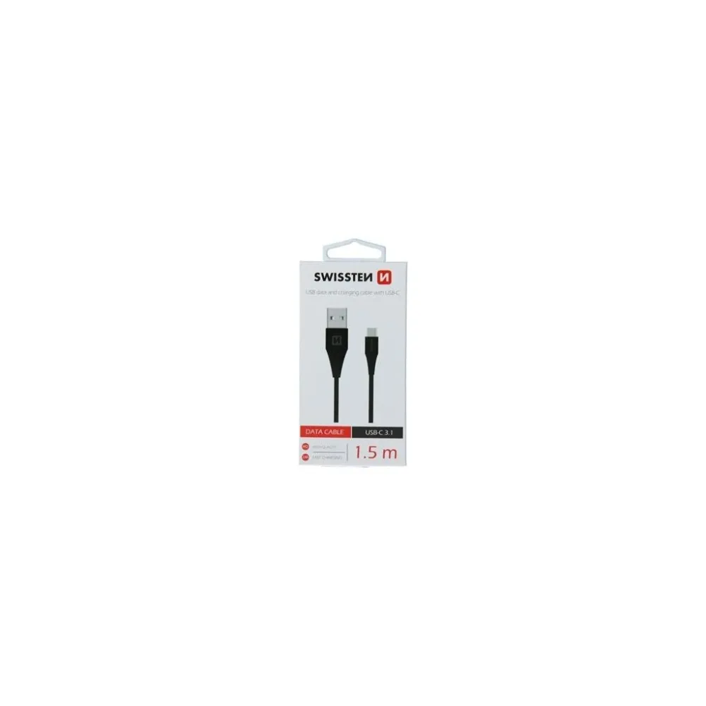 Swissten DATA CABLE USB / USB-C BLACK 1.5M (7mm)