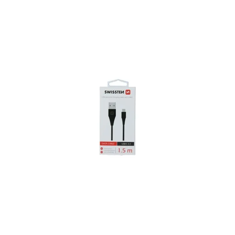 Swissten DATA CABLE USB / USB-C BLACK 1.5M (7mm)