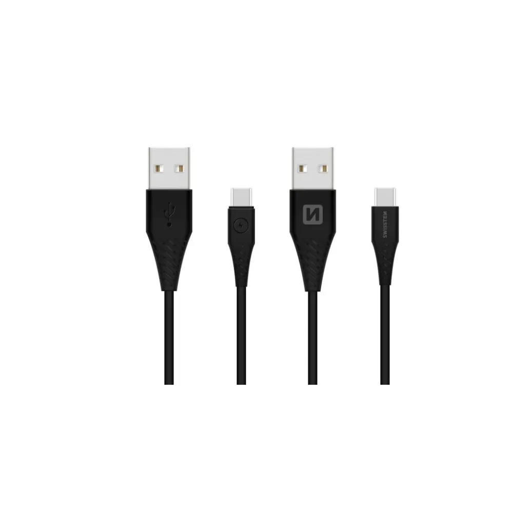 Swissten DATA CABLE USB / USB-C BLACK 1.5M (9mm)