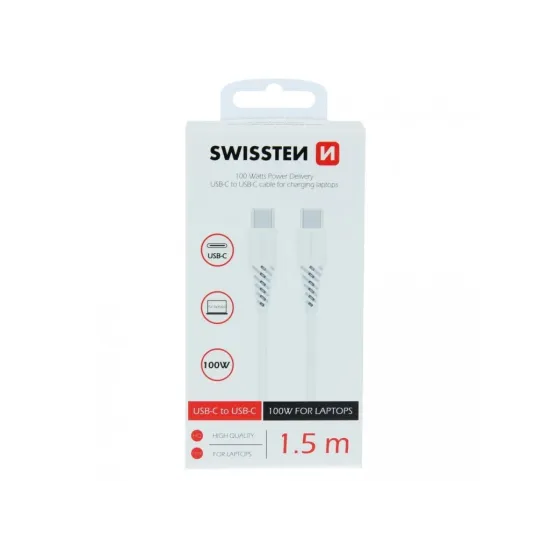 Swissten DATA CABLE TPE USB-C/USB-C POWER DELIVERY 5A (100W) 1,5 M WHITE