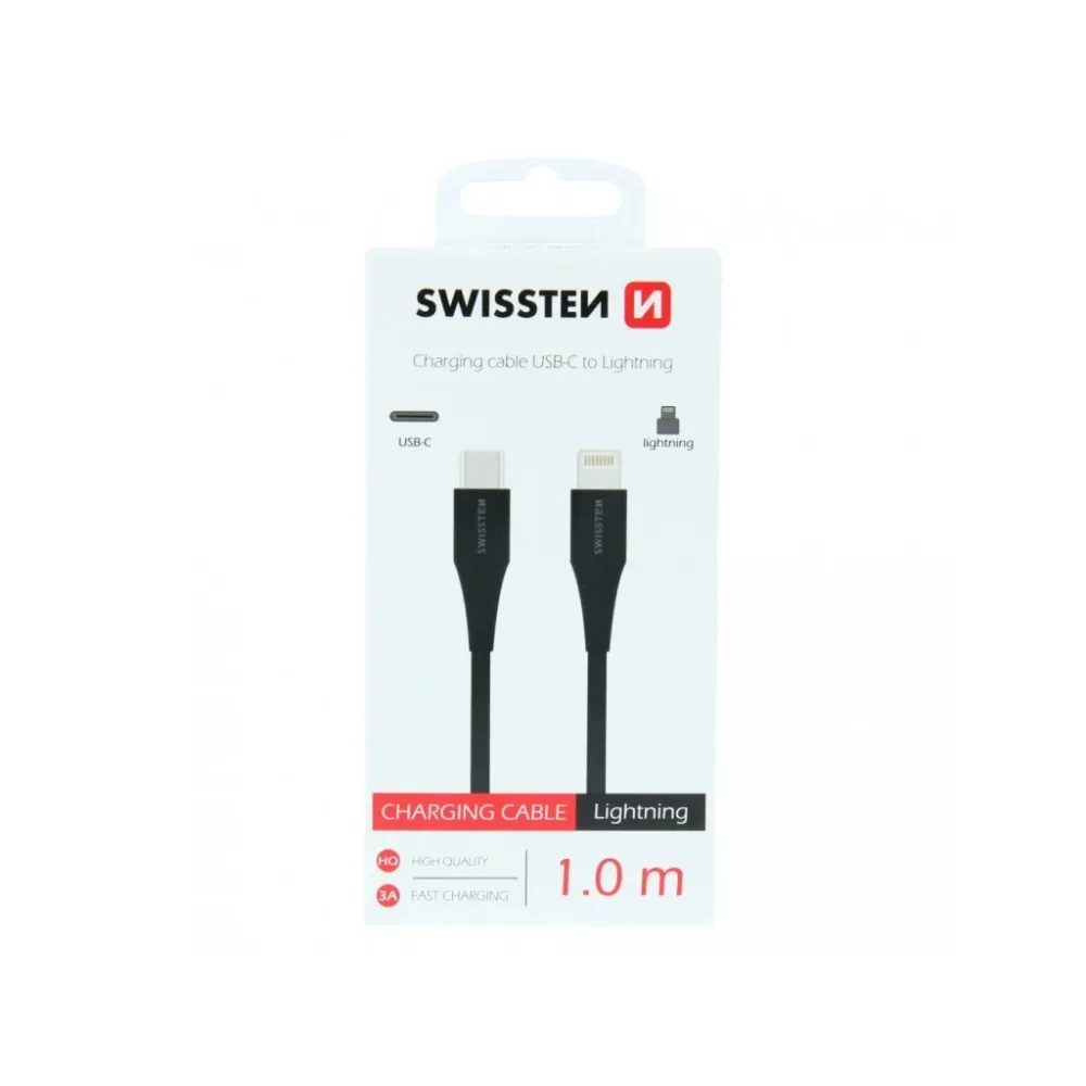 Swissten CHARGING CABLE USB-C / LIGHTNING 1,0 M BLACK
