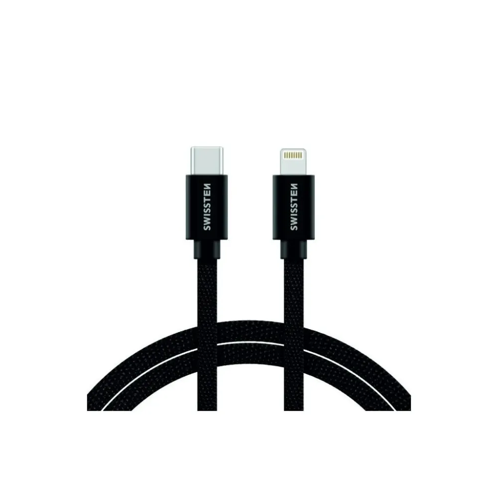 Swissten DATA CABLE TEXTILE USB-C / LIGHTNING 2,0 M BLACK