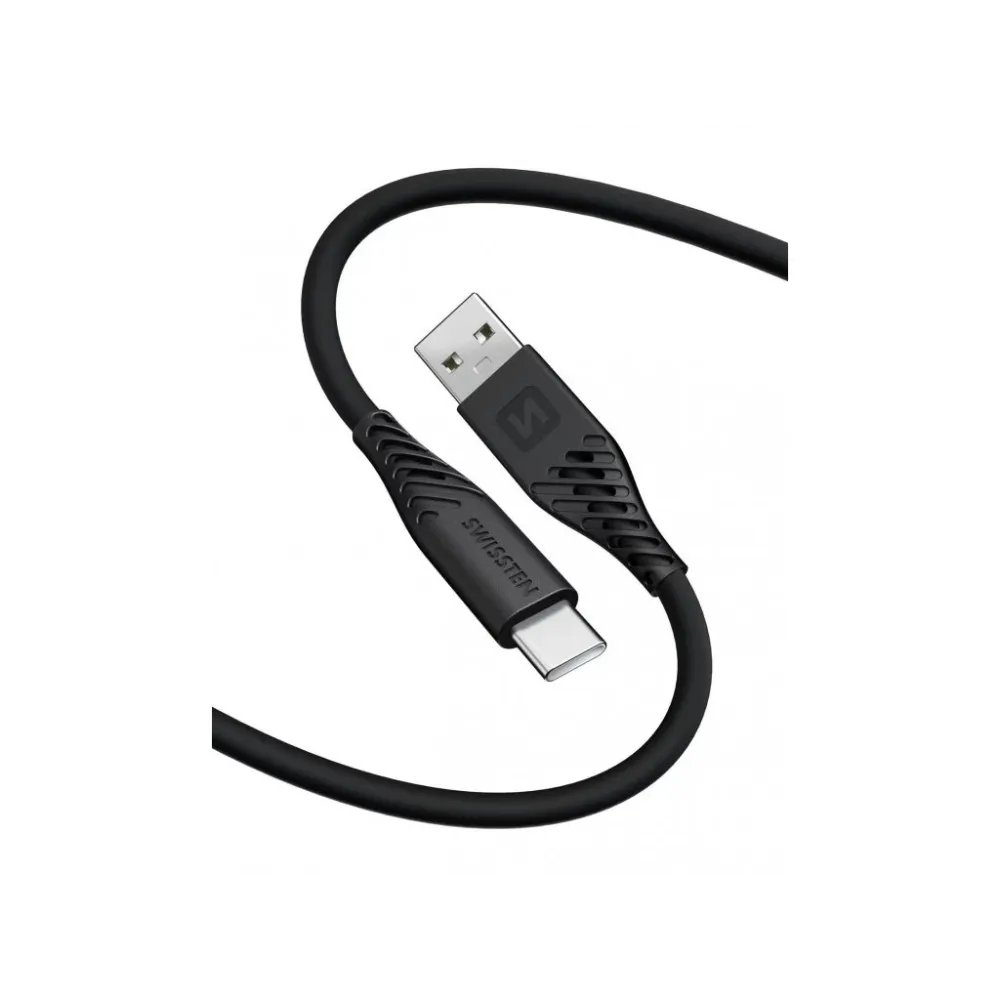 Swissten DATA CABLE SOFT SILICONE USB / USB-C 1.5 M 60W BLACK