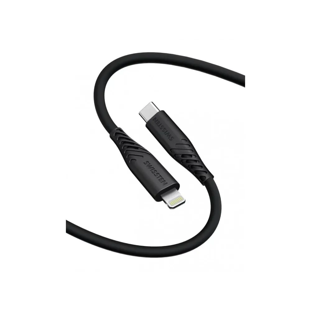 Swissten DATA CABLE SOFT SILICONE USB-C / LIGHTNING 1.5 M 30W BLACK