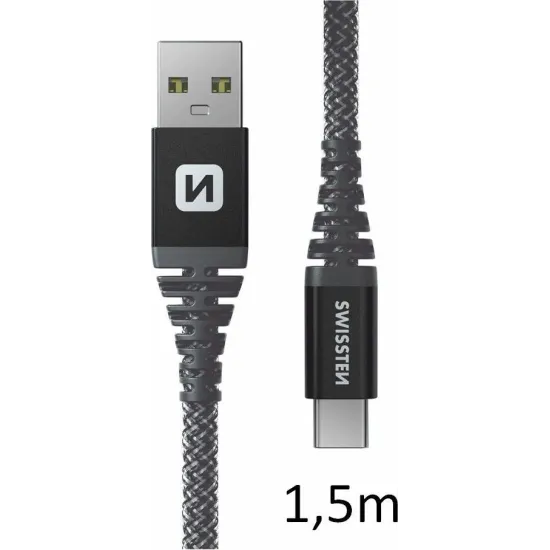 Swissten DATA CABLE KEVLAR USB / USB-C 1.5 M ANTRACIT