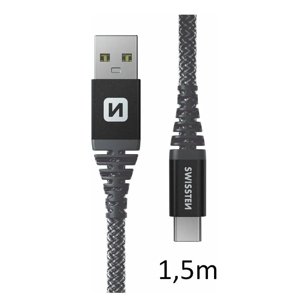 Swissten DATA CABLE KEVLAR USB / USB-C 1.5 M ANTRACIT