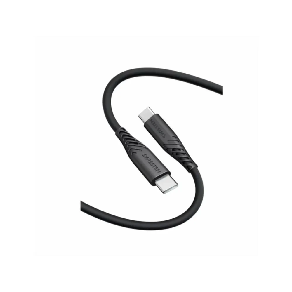 Swissten DATA CABLE SOFT SILICONE USB-C / USB-C 0,4 M BLACK
