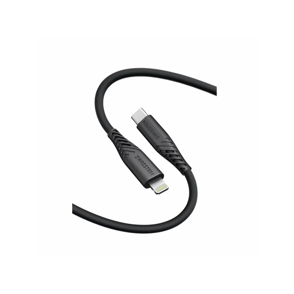 Swissten DATA CABLE SOFT SILICONE USB-C / LIGHTNING 0,4 M BLACK