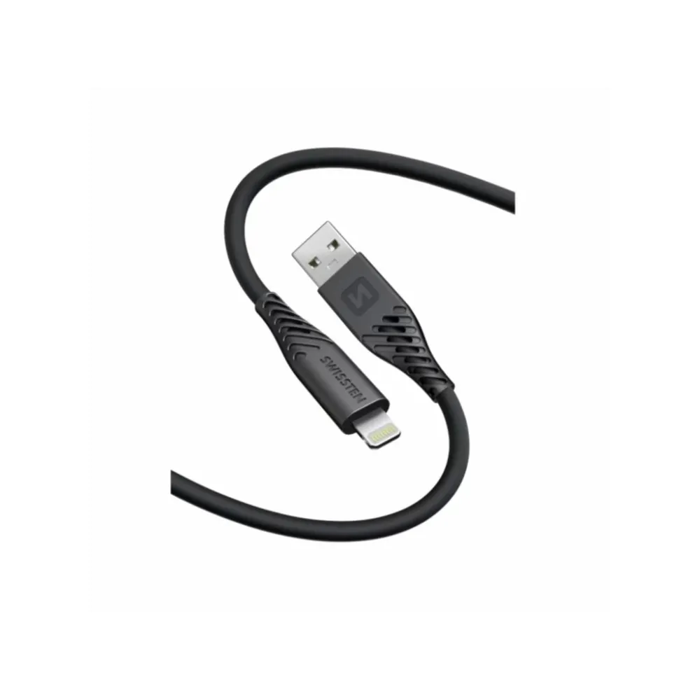 Swissten DATA CABLE SOFT SILICONE USB-A / LIGHTNING 0,4 M BLACK
