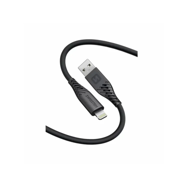 Swissten DATA CABLE SOFT SILICONE USB-A / LIGHTNING 0,4 M BLACK