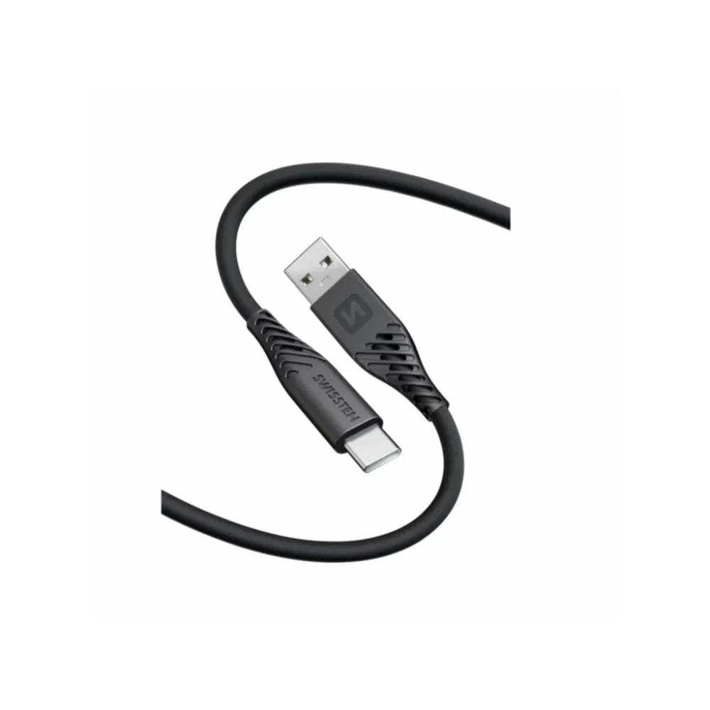 Swissten DATA CABLE SOFT SILICONE USB / USB-C 0,4 M BLACK