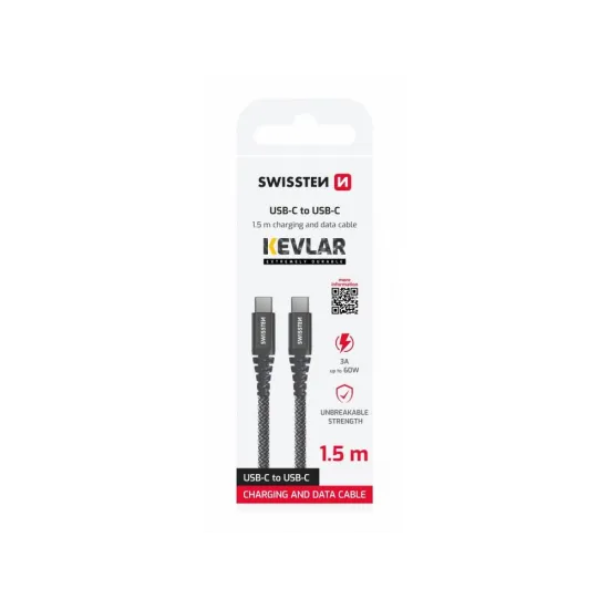 Swissten DATA CABLE KEVLAR USB-C / USB-C 1.5 M WHITE
