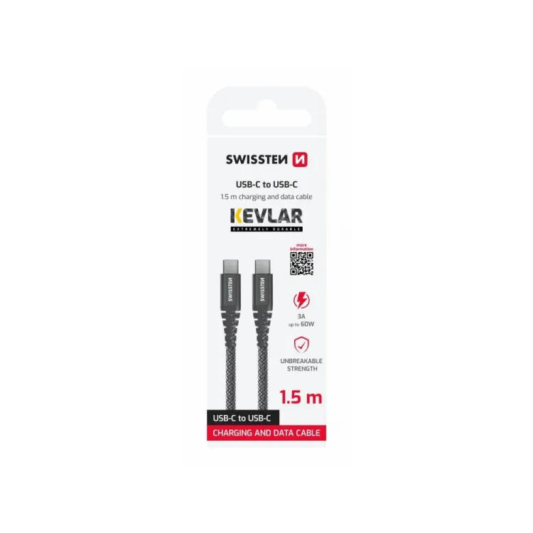 Swissten DATA CABLE KEVLAR USB-C / USB-C 1.5 M WHITE