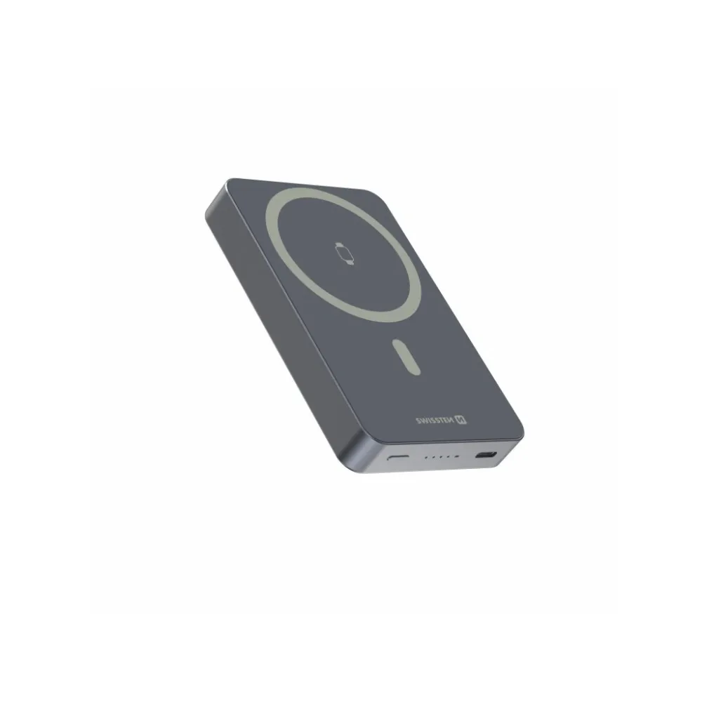 Swissten POWER BANK FUSION 10000 mAh WITH APPLE WATCH CHARGER (MagSafe compatible) SILVER
