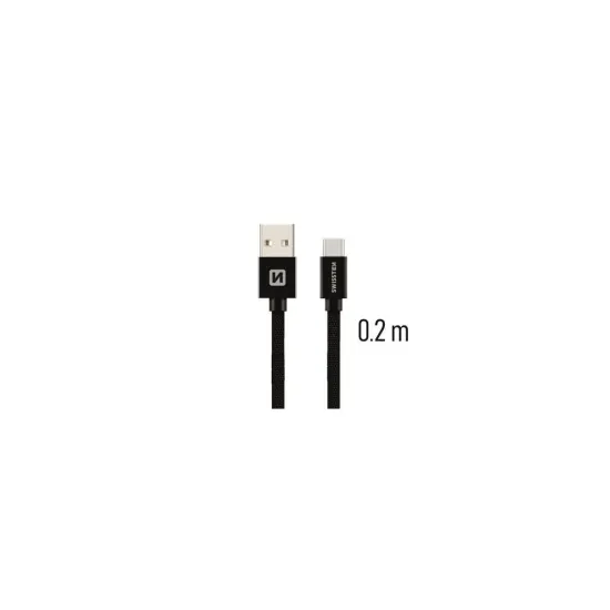 Swissten DATA CABLE TEXTILE USB-C / USB-C 0.2 M BLACK