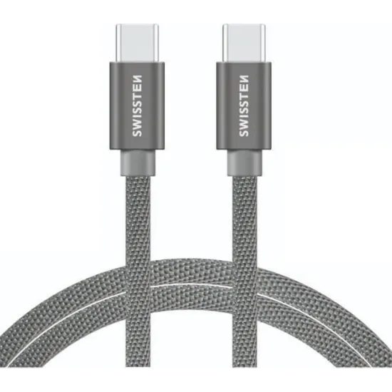 Swissten DATA CABLE TEXTILE USB-C / USB-C 3.0 M SILVER