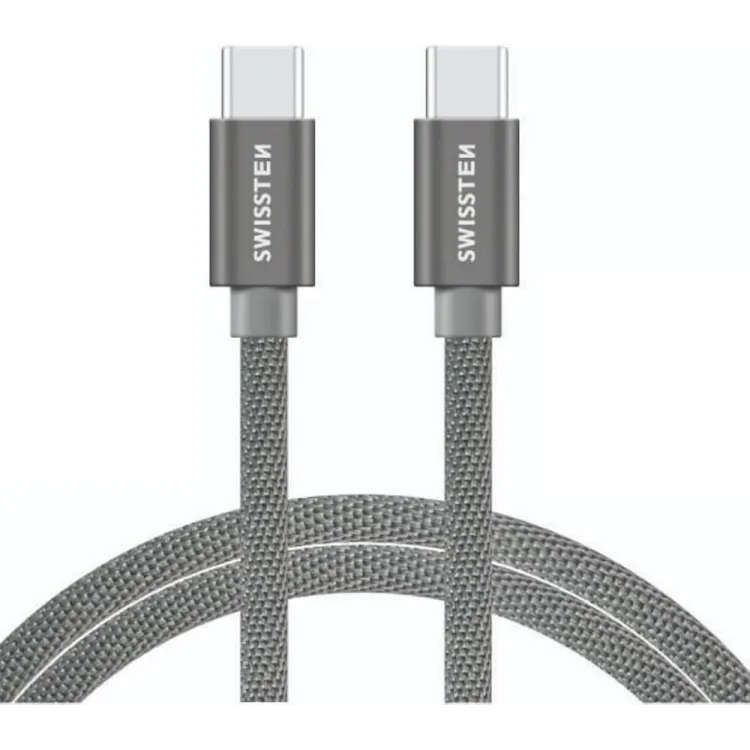 Swissten DATA CABLE TEXTILE USB-C / USB-C 3.0 M SILVER