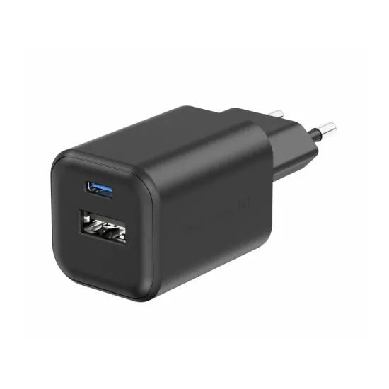 Swissten TRAVEL CHARGER EDGE GaN 1x USB-C PD 20W + 1x USB-A 18W QC BLACK
