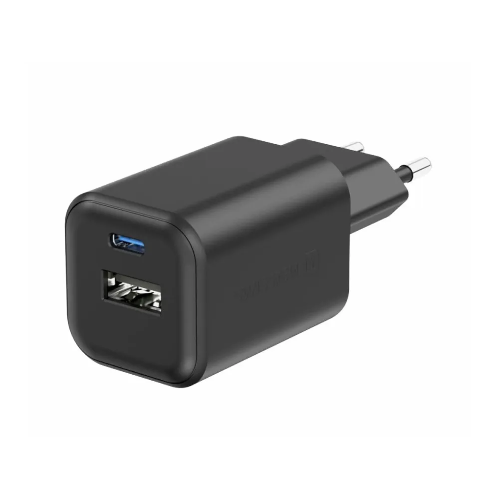 Swissten TRAVEL CHARGER EDGE GaN 1x USB-C PD 20W + 1x USB-A 18W QC BLACK